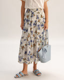 Sueña™ Kayısı Çiçek Beli Lastikli A Kesim Midi Etek