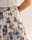 Sueña™ Kayısı Çiçek Beli Lastikli A Kesim Midi Etek