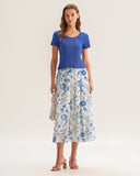 Sueña™ Mavi Çiçekli Etek İkili Takım