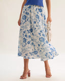 Sueña™ Mavi Çiçekli Etek İkili Takım