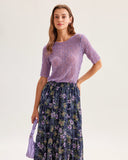 Sueña™ Siyah Çiçekli Beli Lastikli Midi Etek