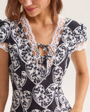 Sueña™ Siyah Çiçekli Dantelli Midi Elbise