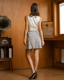 Sueña™ Mavi Çiçekli Yüksek Bel Anvelop Mini Etek