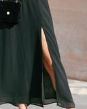 Sueña Siyah Kalp Yaka Şifon Maxi Elbise