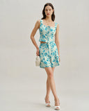 Sueña™ Mavi Çiçekli Kare Tank Top