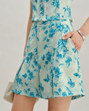 Sueña™ Mavi Çiçekli Cepli Şort