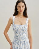 Sueña™ Beyaz Çiçekli Büzgülü Atlet