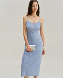 Sueña™ Mavi Dantel Slip Vücuda Oturan Midi Elbise