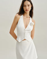 Sueña™ Beyaz Halter Düğmeli Yelek