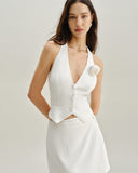 Sueña™ Beyaz Halter Düğmeli Yelek