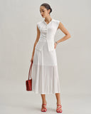 Sueña™ Beyaz Büzgülü Tek Sıra Hırka