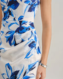 Sueña™ Mavi Çiçekli Bohem Slip Uzun Elbise