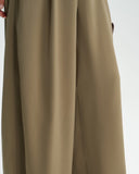 Haki Doğal Bel Geniş Paça Günlük Pantolon