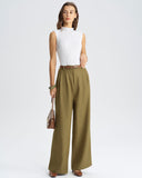 Yeşil Doğal Bel Düz Pantolon