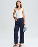 Mavi Çizgili Düz Günlük Pantolon