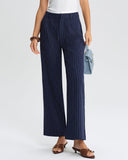 Mavi Çizgili Düz Günlük Pantolon