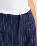 Mavi Çizgili Düz Günlük Pantolon