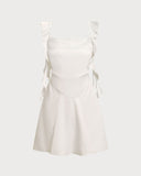 Sueña™ Kayısı Kare Yaka Slip Mini Elbise