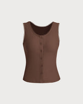 Sueña™ Kahverengi Kare Yaka Düğmeli Atlet