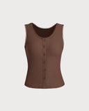 Sueña™ Kahverengi Kare Yaka Düğmeli Atlet