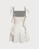 Sueña™ Kayısı Kare Yaka Slip Mini Elbise