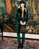 Sueña™ Günlük Tek Düğme Yeşil Kadife Blazer