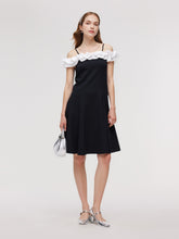 Çıkarılabilir Askılı Renkli Bloklu Volanlı Kadın Örgü Mini Elbise