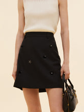 %100 Yün Kadın Boncuklu Mini Etek