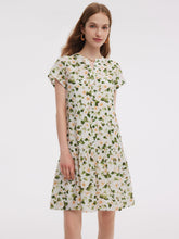 Asetat Karışımlı Çiçek Desenli Volanlı Etekli Kadın Mini Elbise