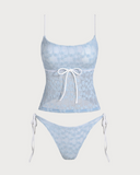 Sueña™ Mavi Dantelli Kontrast Tankini Mayo