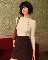 Sueña™ Bej Balıkçı Yaka Fitilli Triko Üst