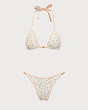 Sueña™ Sarı Çiçekli Kontrast Bikini Takımı