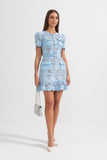 Kısa Kollu İşlemeli Çiçekli Elbise