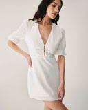 Sueña™ Beyaz Dantel Ekleme Mini Elbise
