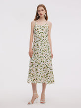 Asetat Karışımlı Çiçek Desenli Kadın Ayarlanabilir Askılı Uzun Elbise