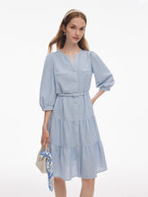 Asetat Karışımlı Tweed Payetli Kadın Midi Elbise Kemerli