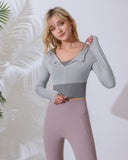 Sueña™ Gri Yuvarlak Yaka Uzun Kollu Üst - Hafif Destek