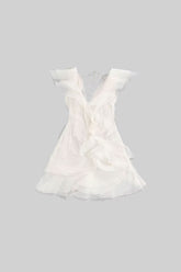 Fırfırlı Tasarımlı Kat Kat Şeffaf Mini Elbise