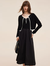 Lyocell Karışımlı Hırka Ve Patchwork Askılı Uzun Elbise İki Parçalı Takım