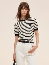 %100 Pamuklu Çizgili Kadın Ajurlu Örgü Tişört