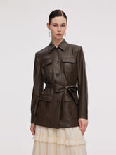 Pu Deri Kadın Kendinden Bağlamalı Kemer Ceket