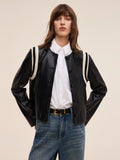Çevre Dostu Pu Deri Kadın Patchwork Ceket