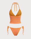 Sueña™ Turuncu Çizgili Tankini Mayo