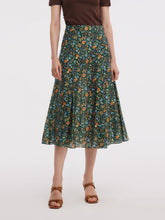 Tencel Karışımlı Çiçek Desenli Kadın A Kesim Etek