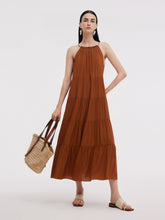 Tencel Asetat Karışımlı Kadın Askılı Uzun Elbise