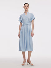 %100 Asetat Ayarlanabilir Bel Kadın Midi Elbise