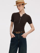 Henley Yaka Kadın Örgü Üst