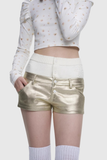 Acelynn Deconstruct Metalik Kısa Pantolon