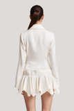 Achava Tokalı Fırfırlı Gömlek Beyaz Mini Elbise