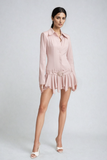 Achava Tokalı Fırfırlı Gömlek Mini Elbise Pembe